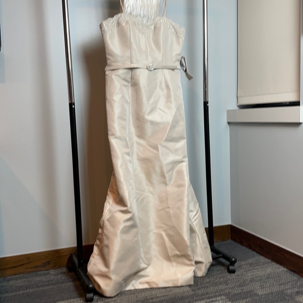 NWT Theia Couture Champagne Lace Detail Gown